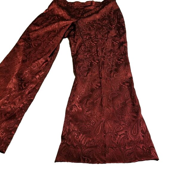 Vintage Womens Dress Pants Size 14 Burgundy Lightweight 90s Paisley Retro - Picture 7 of 12